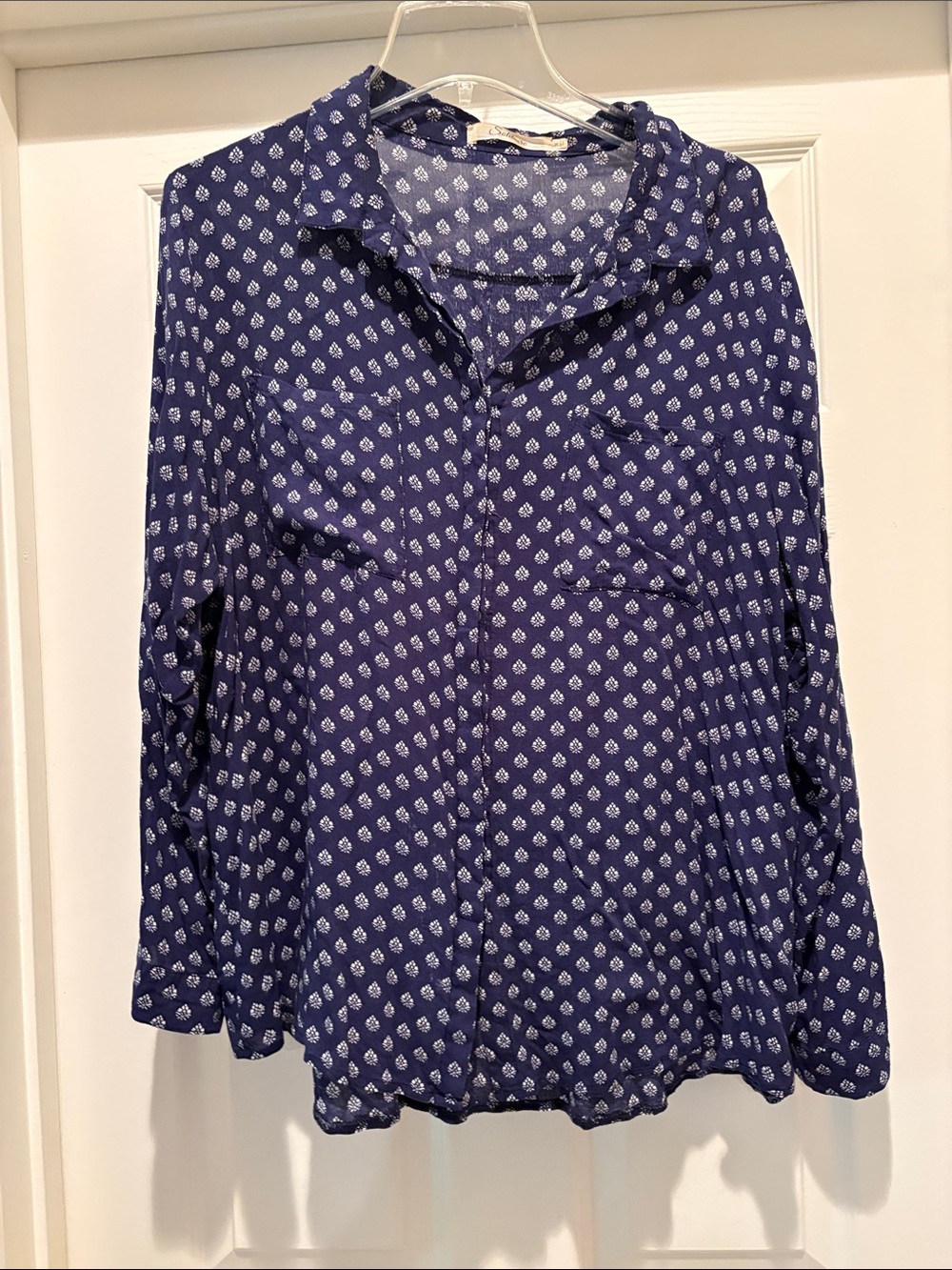 Solitaire Navy Blue Printed Button-Down Shirt